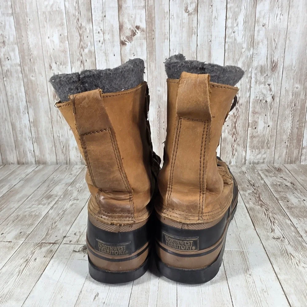 Northwest Territory Men Tan Leather Winter Snow Boots Steel Shank Size 9‎
